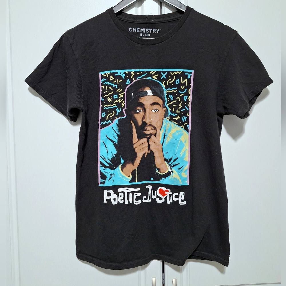 Chemistry Graphic Print T-Shirt Mens S Black Shortsleeve Tupac Poetic Justice
